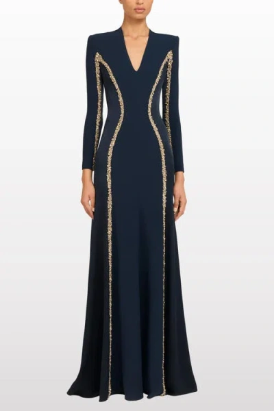 Jenny Packham Ghost Orchid Embellished Long-sleeve Maxi Dress