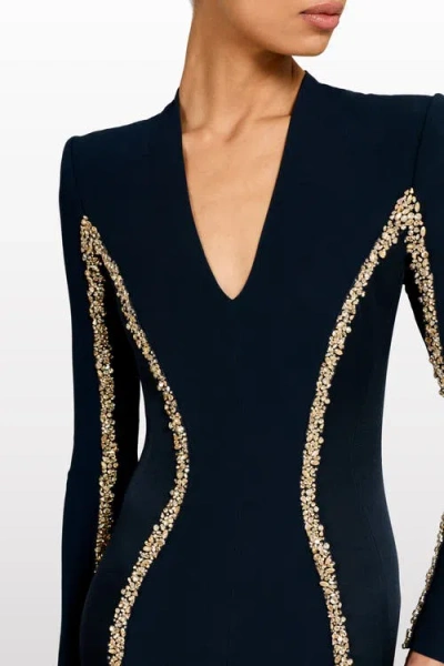 Jenny Packham Ghost Orchid Embellished Long-sleeve Maxi Dress