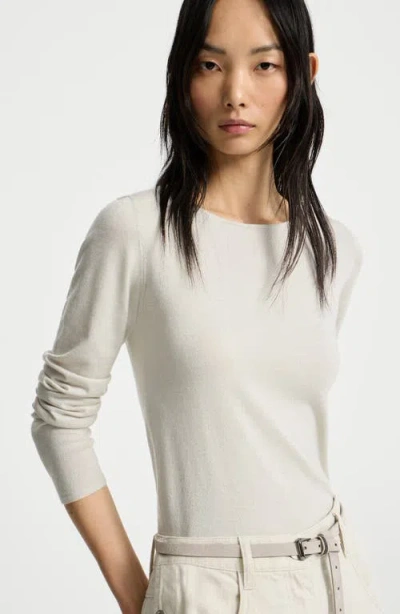 Brunello Cucinelli Cashmere And Silk Sparkling Sweater In White
