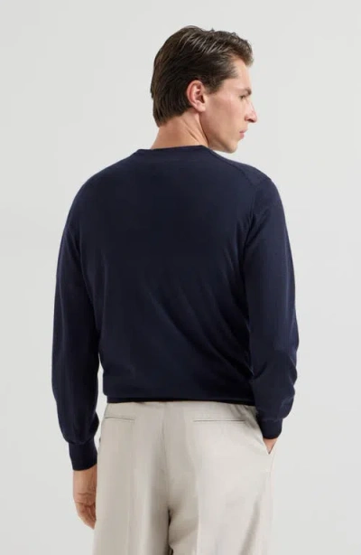 Brunello Cucinelli Cashmere And Silk Lightweight Sweater In Blue