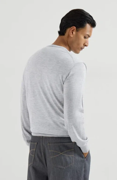 Brunello Cucinelli Cashmere And Silk Lightweight Sweater In Gray