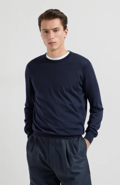 Brunello Cucinelli Wool And Cashmere Lightweight Sweater In Blue