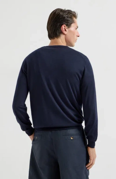 Brunello Cucinelli Wool And Cashmere Lightweight Sweater In Blue