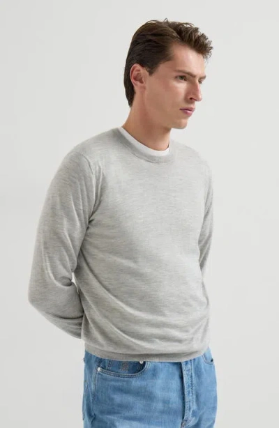 Brunello Cucinelli Cashmere And Silk Lightweight Sweater In Gray