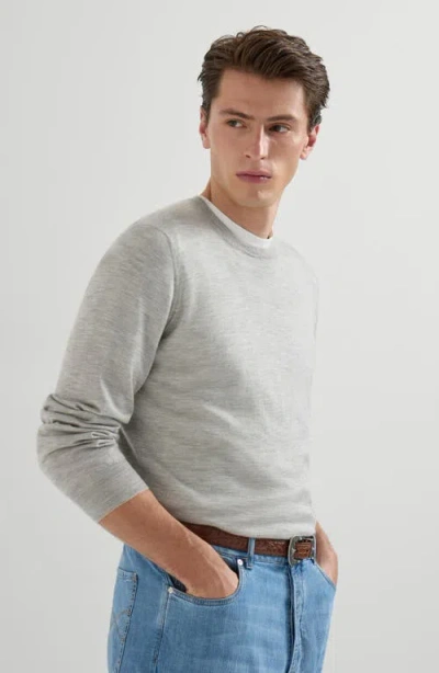 Brunello Cucinelli Cashmere And Silk Lightweight Sweater In Gray