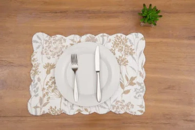 C & F Home C&f Home Carmella Fields 100% Cotton Quilted Set Of 6 Placemats 13" X 19" In White