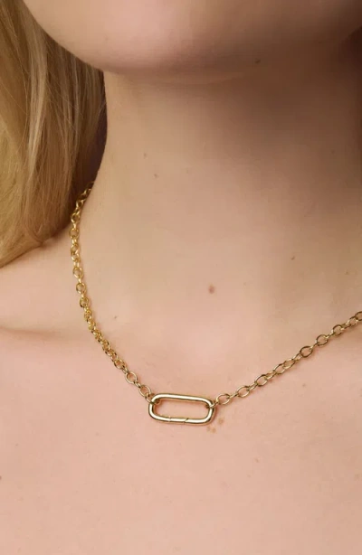 Little Sky Stone Oval Link Connector Necklace In Gold