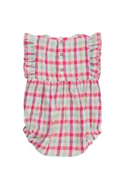 Lilly + Sid Organic Cotton Check Print Romper In Pink