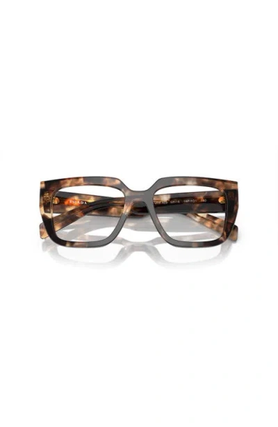 Prada 52mm Irregular Optical Glasses In Brown