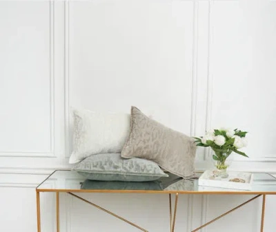 Elisabeth York Avon Embroidered Tone On Tone Cotton Velvet Decorative Throw Pillow In White