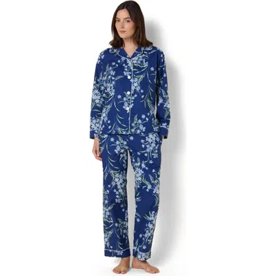 The Cat's Pajamas Luxe Pima Pajama Print Set In Blue
