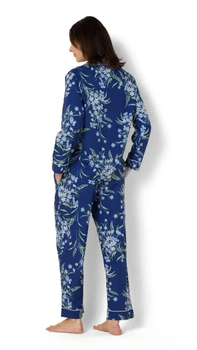 The Cat's Pajamas Luxe Pima Pajama Print Set In Blue