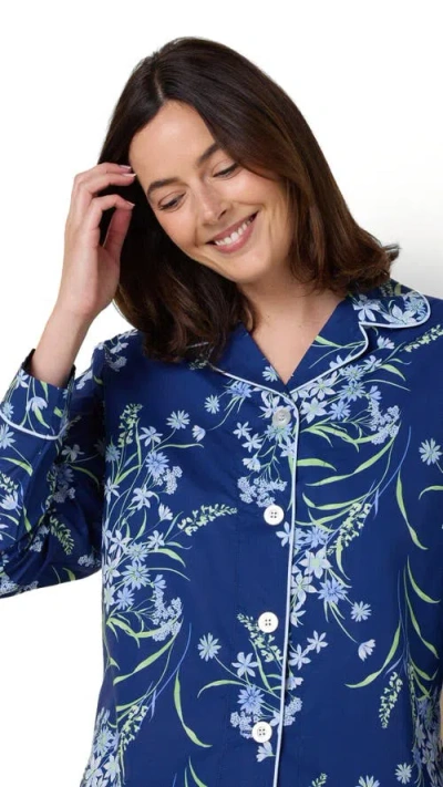 The Cat's Pajamas Luxe Pima Pajama Print Set In Blue