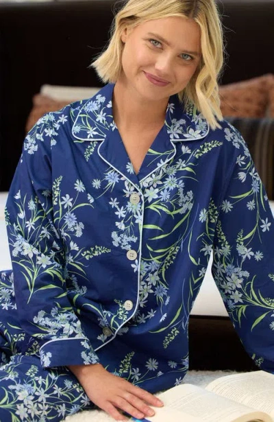 The Cat's Pajamas Luxe Pima Pajama Print Set In Blue