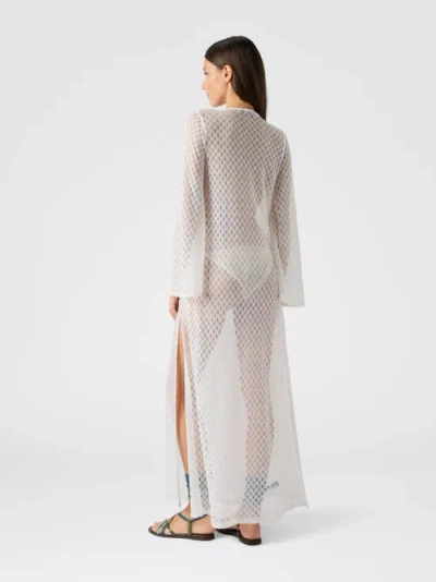 Missoni Long Cover-up Dress In Lamé Viscose With Raschel Workmanship In White