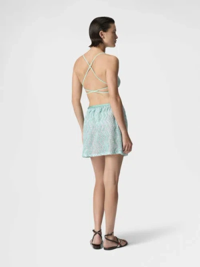 Missoni Zigzag Mesh Pareo Mini Skirt With Sequins In Blue