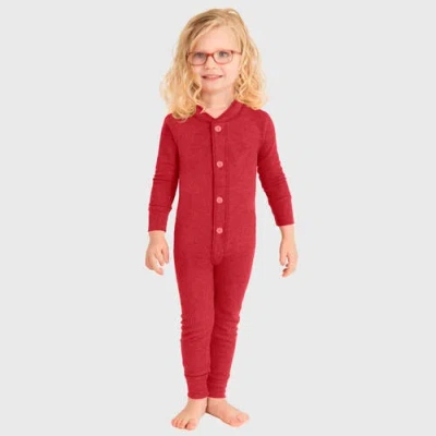 City Threads Kids' Soft & Cozy Thermal One-piece Union Christmas Outfit Suit In Red