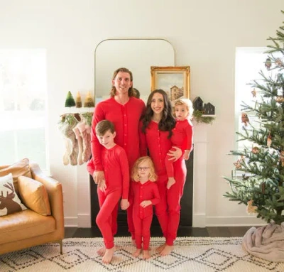 City Threads Kids' Soft & Cozy Thermal One-piece Union Christmas Outfit Suit In Red