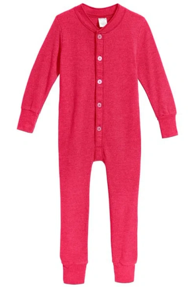 City Threads Kids' Soft & Cozy Thermal One-piece Union Christmas Outfit Suit In Red