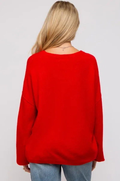 Pinkblush Basic Drop Shoulder Sweater In Red
