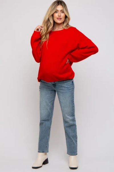 Pinkblush Basic Drop Shoulder Sweater In Red