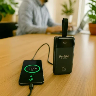 Pursonic Power & Protection Bundle 40,000mah Power Bank, Led Fast Charger & Smart Tracker In Black