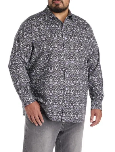 Synrgy By Dxl Big & Tall Floral Sport Shirt In Gray
