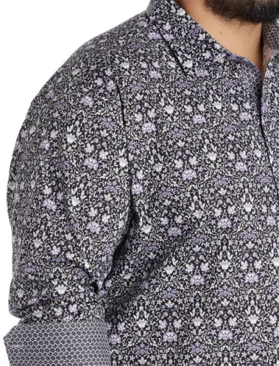 Synrgy By Dxl Big & Tall Floral Sport Shirt In Gray