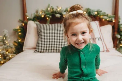 City Threads Kids' Soft & Cozy Thermal One-piece Union Christmas Outfit Suit In Green