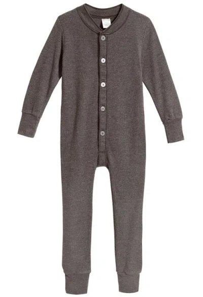 City Threads Kids' Soft & Cozy Thermal One-piece Union Christmas Outfit Suit In Gray