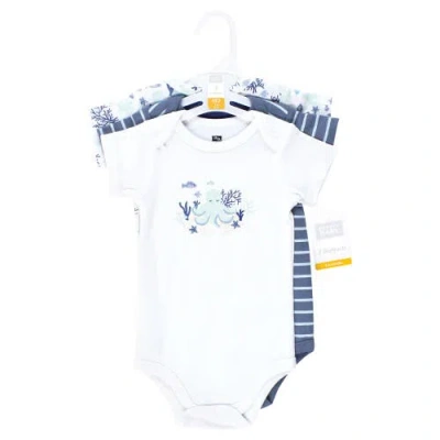 Hudson Baby Little Soft Cotton All-in-one Outfits, Set Of 3 In Blue