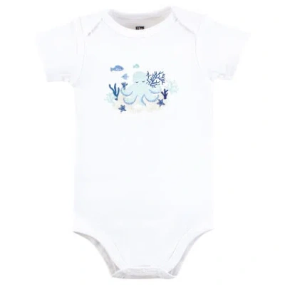 Hudson Baby Little Soft Cotton All-in-one Outfits, Set Of 3 In Blue