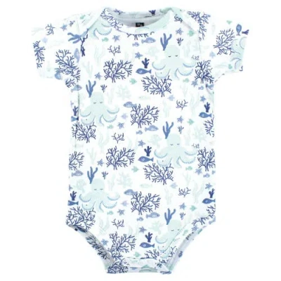 Hudson Baby Little Soft Cotton All-in-one Outfits, Set Of 3 In Blue