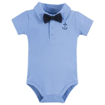 Hudson Baby Little Soft Cotton All-in-one Outfits, Set Of 3 In Blue