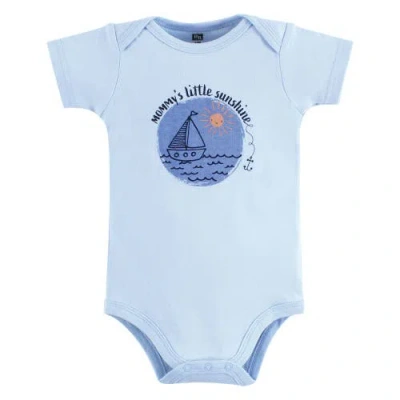 Hudson Baby Little Soft Cotton All-in-one Outfits, Set Of 3 In Blue