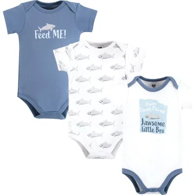 Hudson Baby Little Soft Cotton All-in-one Outfits, Set Of 3 In Multi