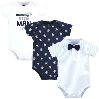 Hudson Baby Little Soft Cotton All-in-one Outfits, Set Of 3 In Blue