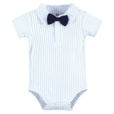 Hudson Baby Little Soft Cotton All-in-one Outfits, Set Of 3 In Blue