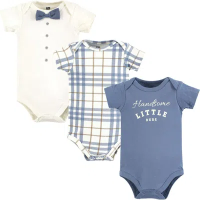 Hudson Baby Little Soft Cotton All-in-one Outfits, Set Of 3 In Blue