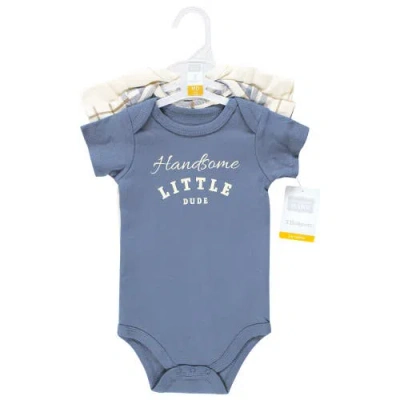 Hudson Baby Little Soft Cotton All-in-one Outfits, Set Of 3 In Blue