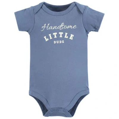 Hudson Baby Little Soft Cotton All-in-one Outfits, Set Of 3 In Blue