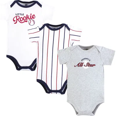 Hudson Baby Little Soft Cotton All-in-one Outfits, Set Of 3 In White