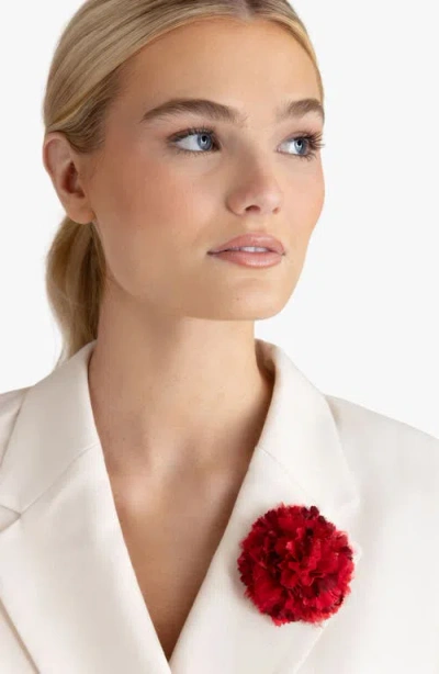 Helena Simon The Red Carnation Floral Brooch In Red