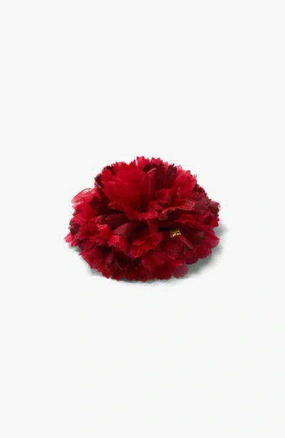 Helena Simon The Red Carnation Floral Brooch In Red