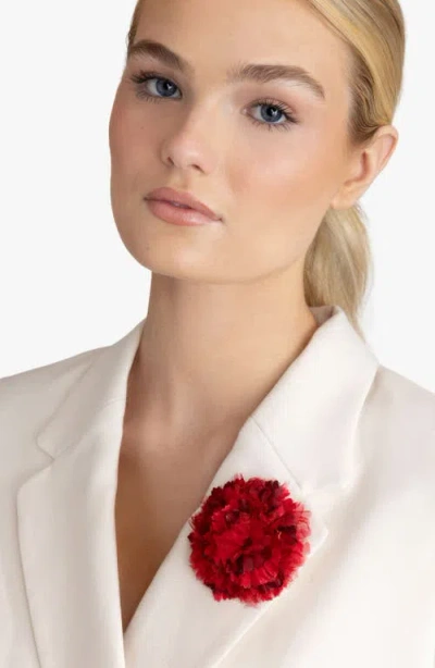 Helena Simon The Red Carnation Floral Brooch In Red