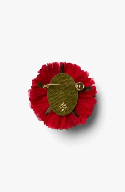 Helena Simon The Red Carnation Floral Brooch In Red