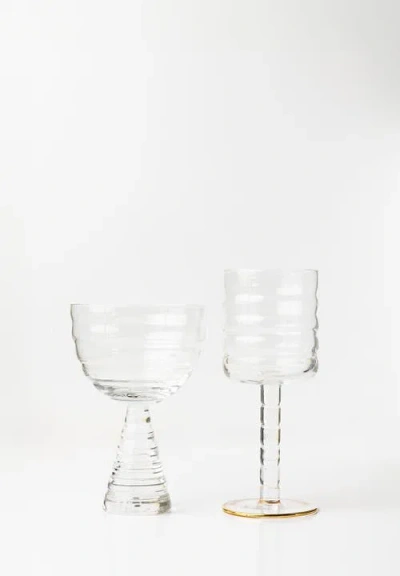House Of Revelry Fluted Goblet Set Of Four In Transparent