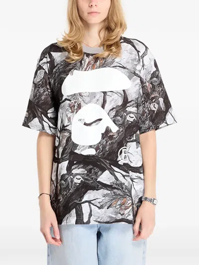 A Bathing Ape Tree Edge Camo Ape Face T-shirt In Black
