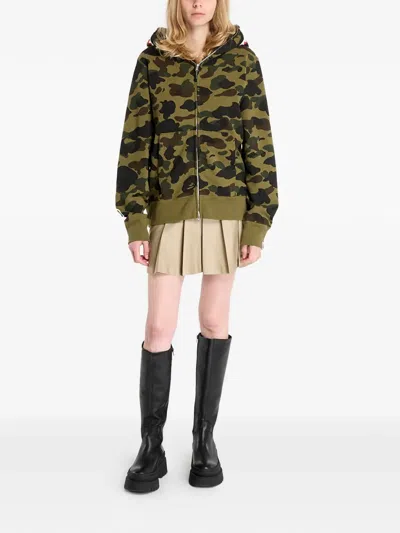A Bathing Ape 1st Camo Shark Zip-up Hoodie In Green