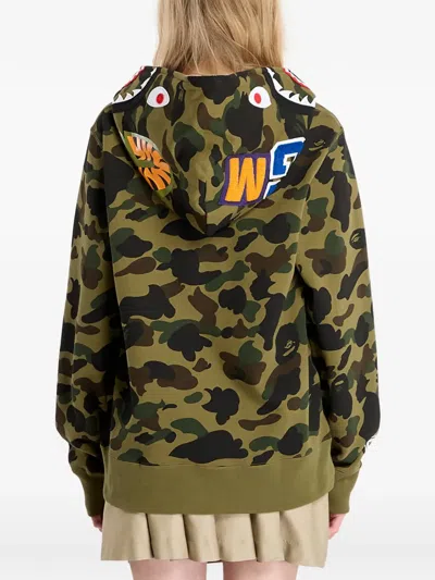 A Bathing Ape 1st Camo Shark Zip-up Hoodie In Green